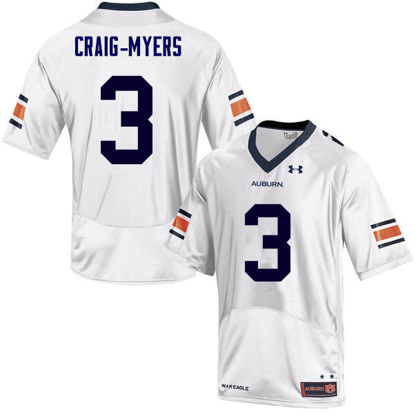 Auburn Tigers Men's Nate Craig-Myers #3 White Under Armour Stitched College NCAA Authentic Football Jersey BFV4774QP